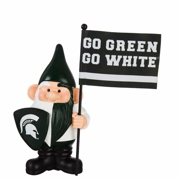 Michigan State Gnome with Flag Go Green Go White heartlandflags