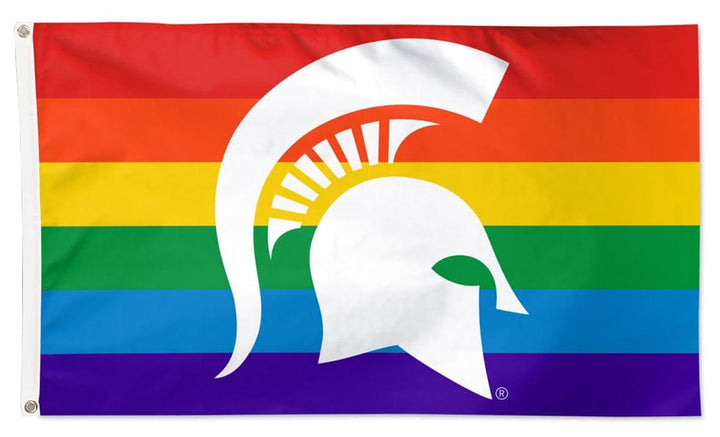 Michigan State Spartans Flag 3x5 Pride Rainbow heartlandflags