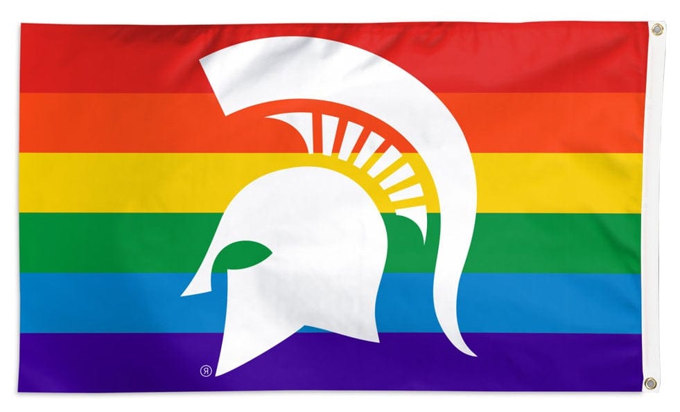 Michigan State Spartans Flag 3x5 Pride Rainbow heartlandflags