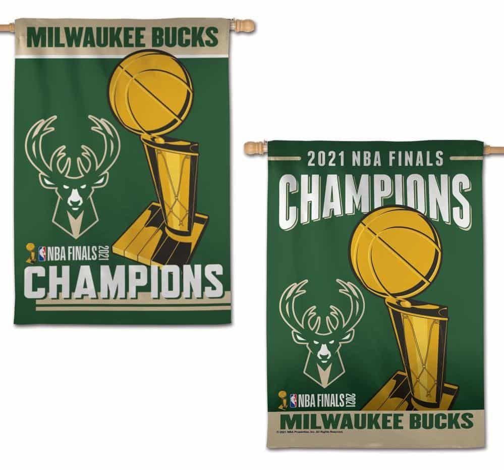 Milwaukee Bucks Flag 2 Sided 2021 NBA Champions heartlandflags