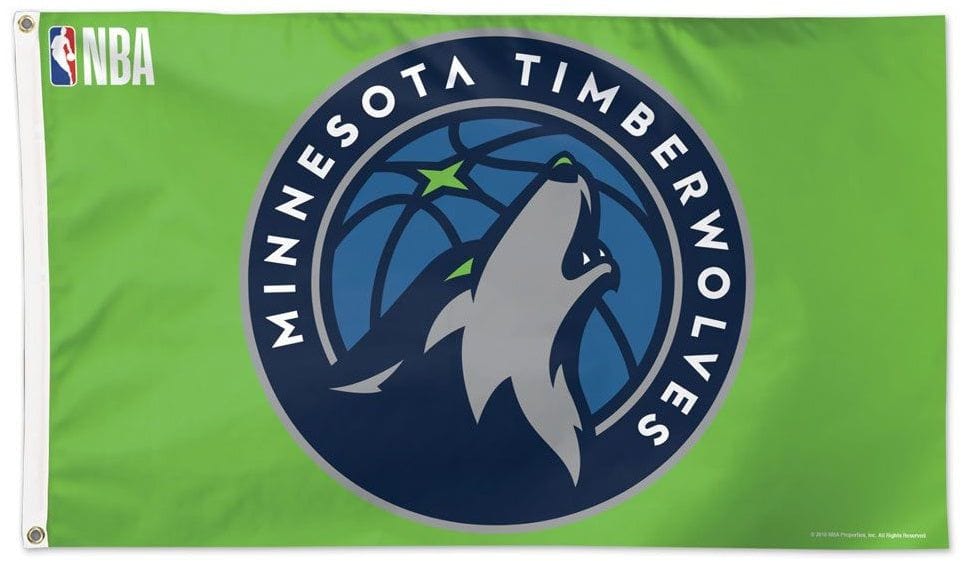 Minnesota Timberwolves Flag 3x5 Green Logo heartlandflags