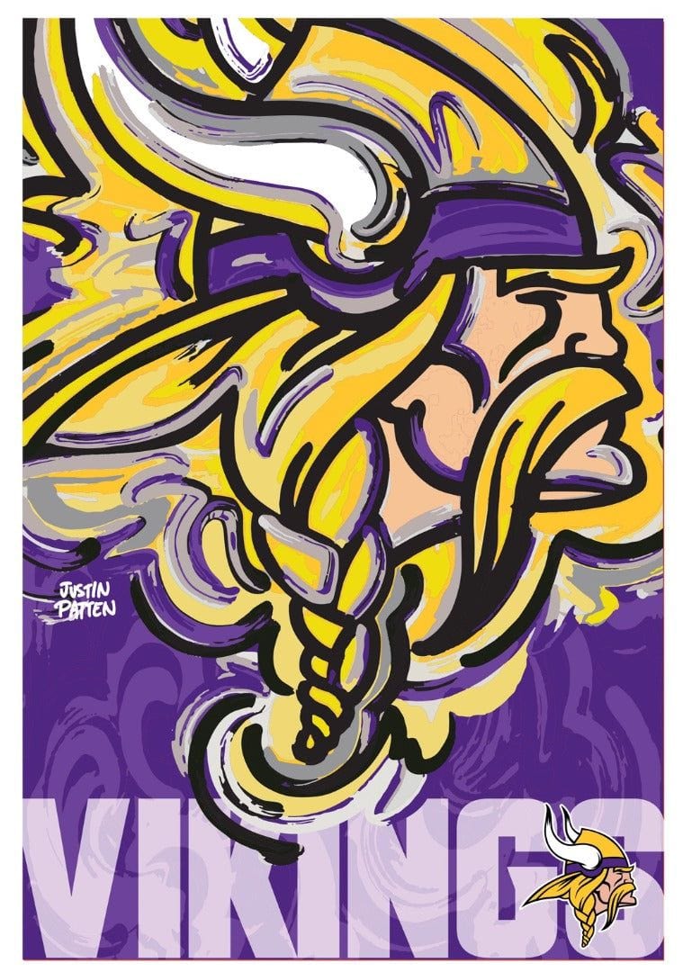 Minnesota Vikings Garden Flag 2 Sided Justin Patten Logo heartlandflags