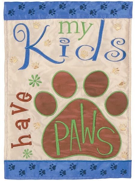 My Kids Have Paws Flag 2 Sided Applique Banner heartlandflags