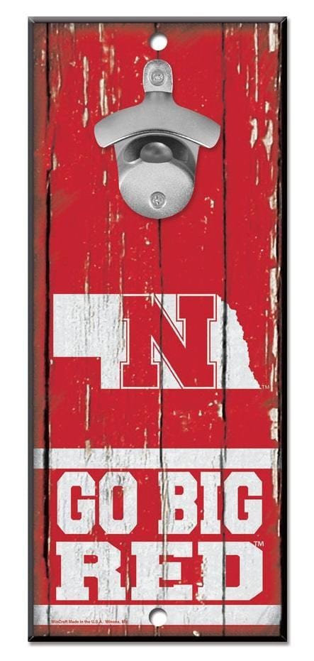 Nebraska Huskers Bottle Opener Wood Sign heartlandflags