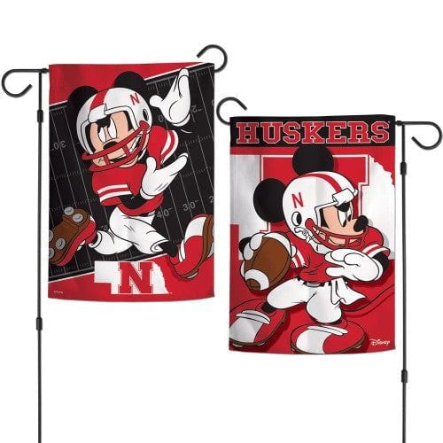 Nebraska Huskers Garden Flag 2 Sided Mickey Mouse Football heartlandflags