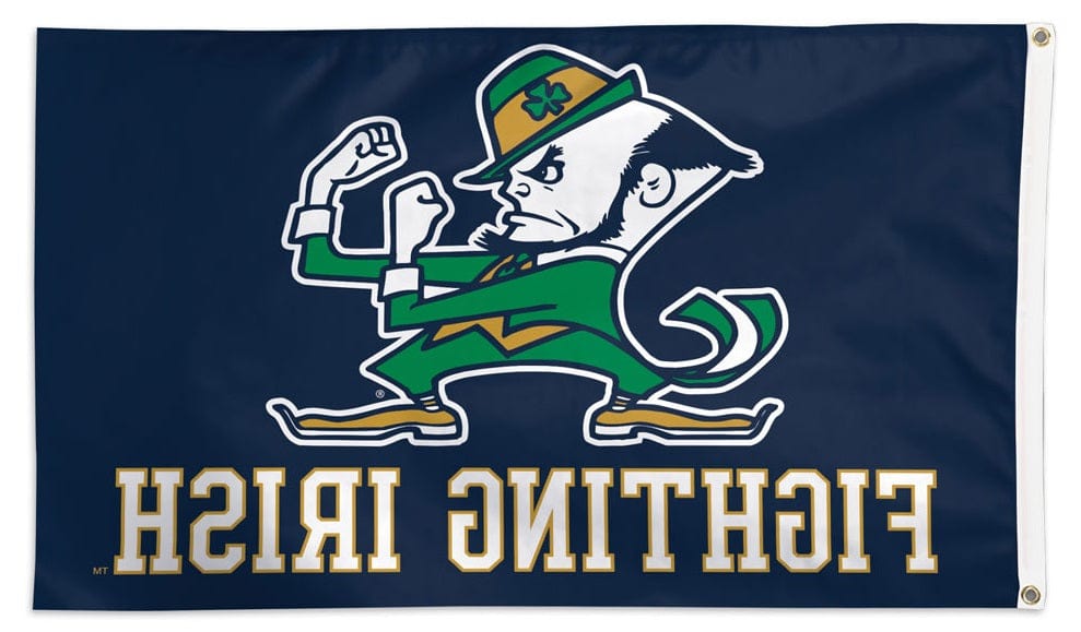 Notre Dame Fightin Irish Flag 3x5 Leprechaun Logo Navy heartlandflags