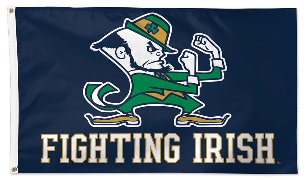 Notre Dame Fightin Irish Flag 3x5 Leprechaun Logo Navy heartlandflags