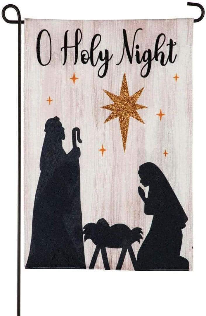 O Holy Night Garden Flag 2 Sided Nativity Silhouette heartlandflags