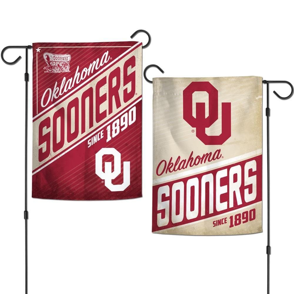 Oklahoma Sooners Garden Flag 2 Sided Retro Logo heartlandflags