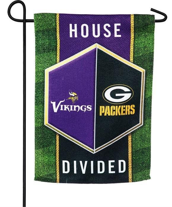 Packers vs Vikings 2 Sided House Divided Garden Flag heartlandflags