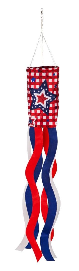 Patriotic Stars and Checks Windsock 40 Inches Long heartlandflags