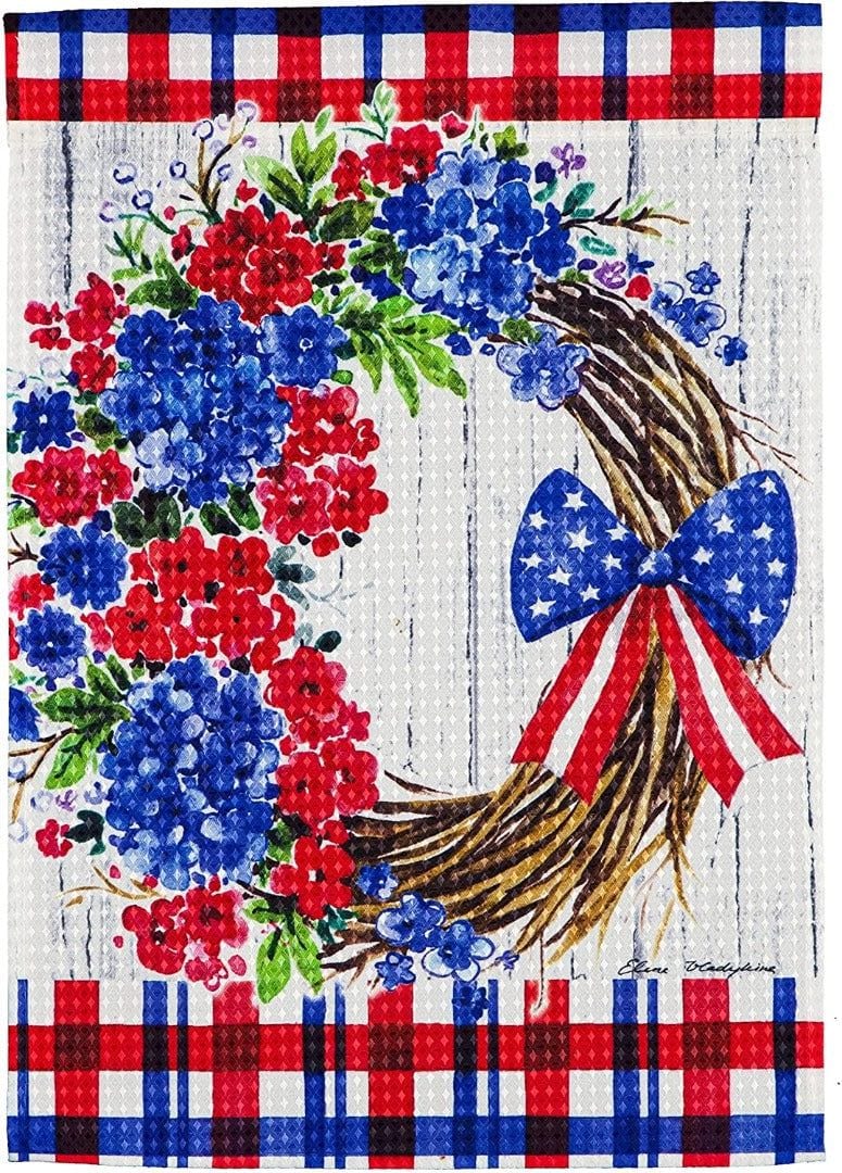 Patriotic Wreath Garden Flag 2 Sided Waffle heartlandflags