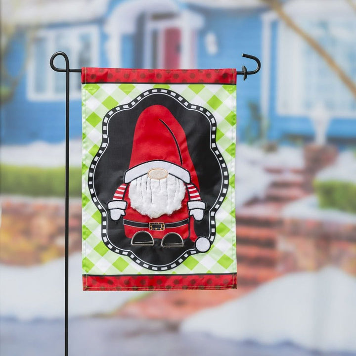 Patterned Santa Gnome Christmas Garden Flag 2 Sided Applique heartlandflags