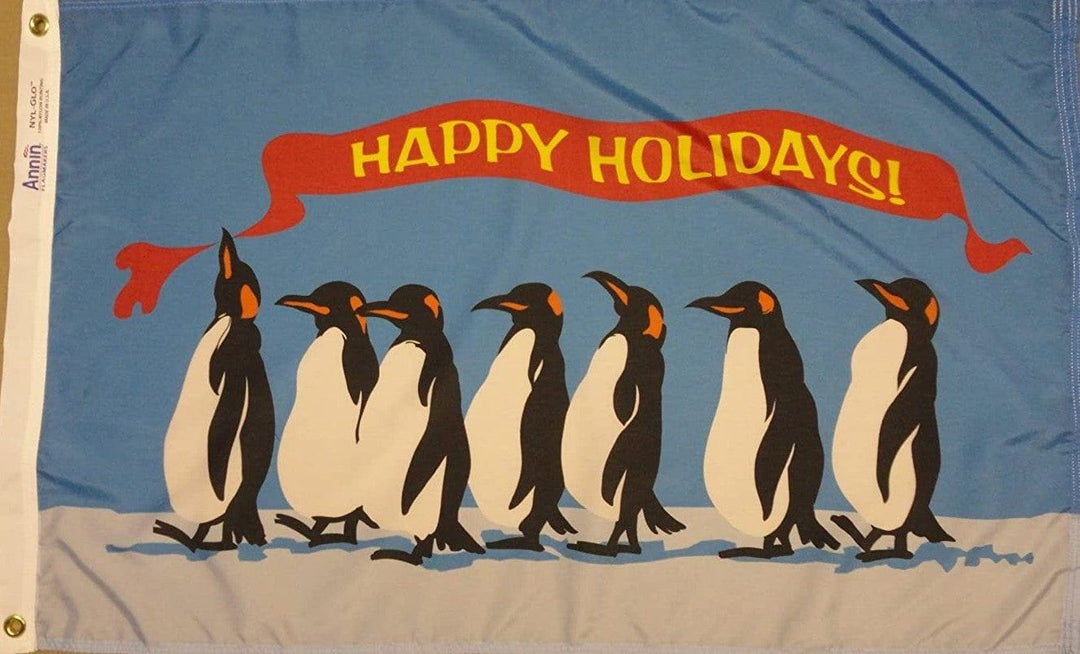 Penguins Happy Holidays Christmas Flag 2x3 heartlandflags