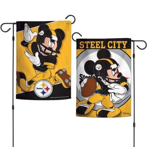 Pittsburgh Steelers Garden Flag 2 Sided Mickey Mouse Steel City heartlandflags