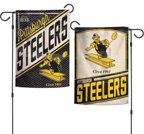 Pittsburgh Steelers Garden Flag 2 Sided Retro Classic Logo heartlandflags