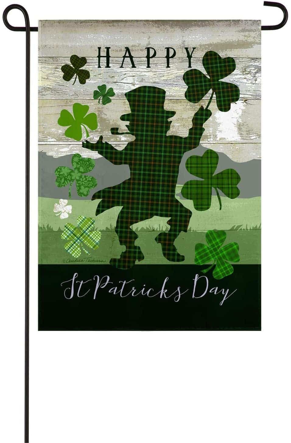 Plaid Leprechaun Garden Flag 2 Sided St Patrick's heartlandflags