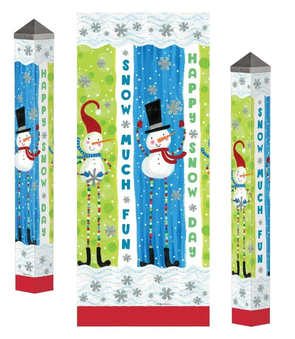 Pom Pom Snowman Art Pole 40 Inches Tall Snow Day heartlandflags