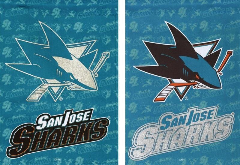 San Jose Sharks Garden Flag 2 Sided Glitter Logo heartlandflags