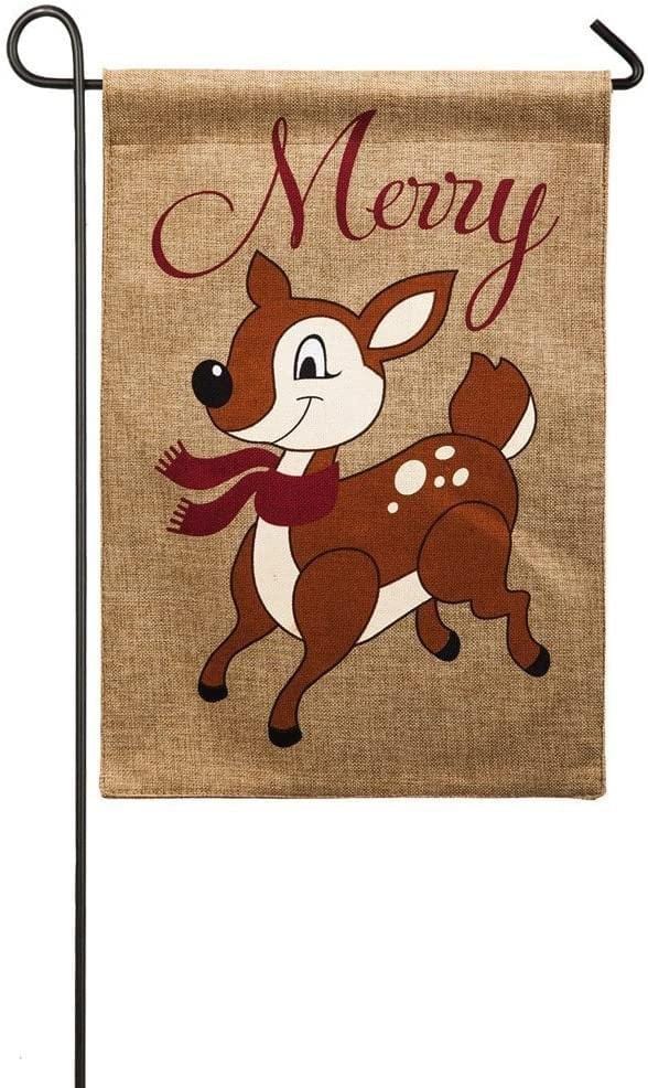 Santa's Helper Christmas Garden Flag 2 Sided Burlap heartlandflags