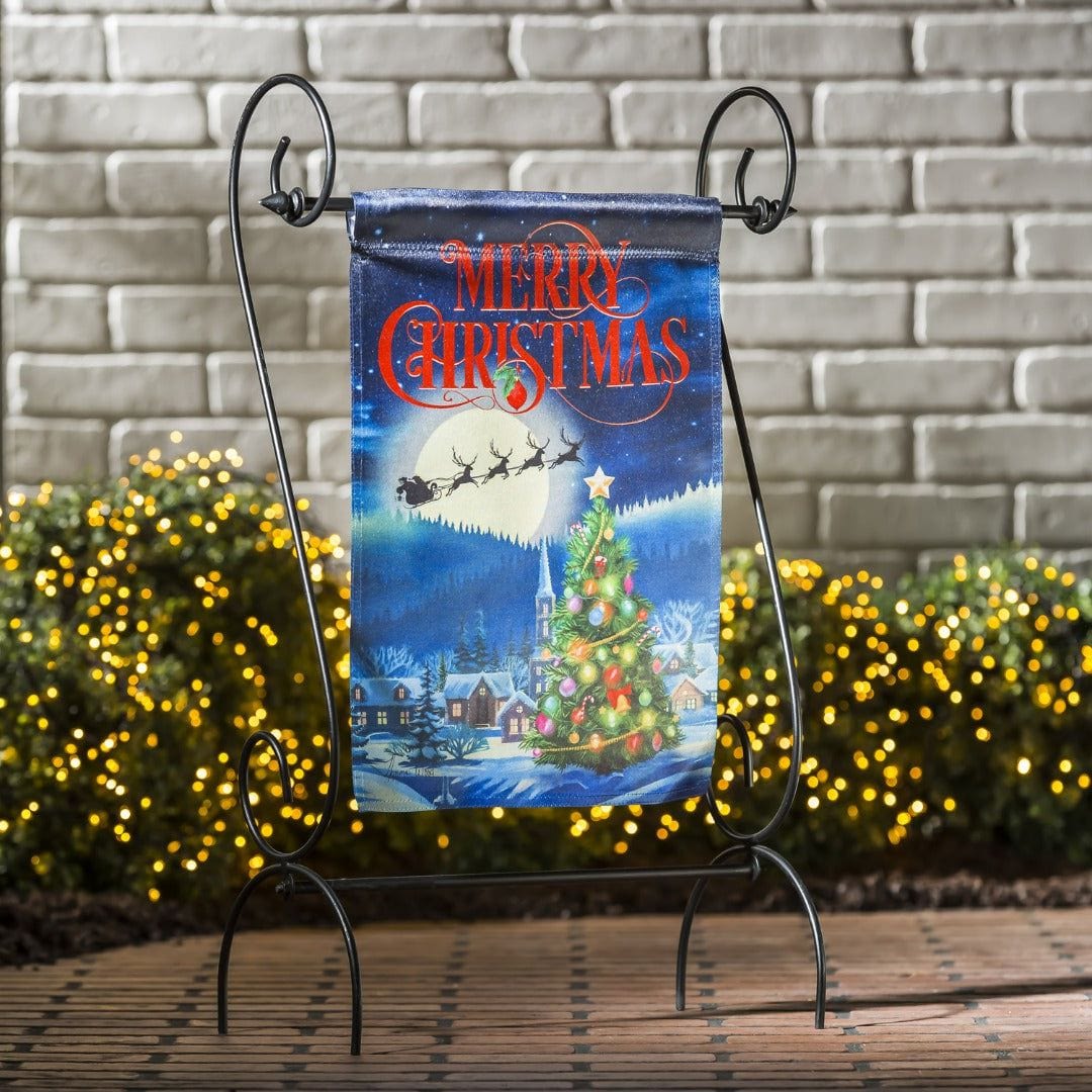 Santa's Sleigh Christmas Garden Flag 2 Sided Lustre heartlandflags