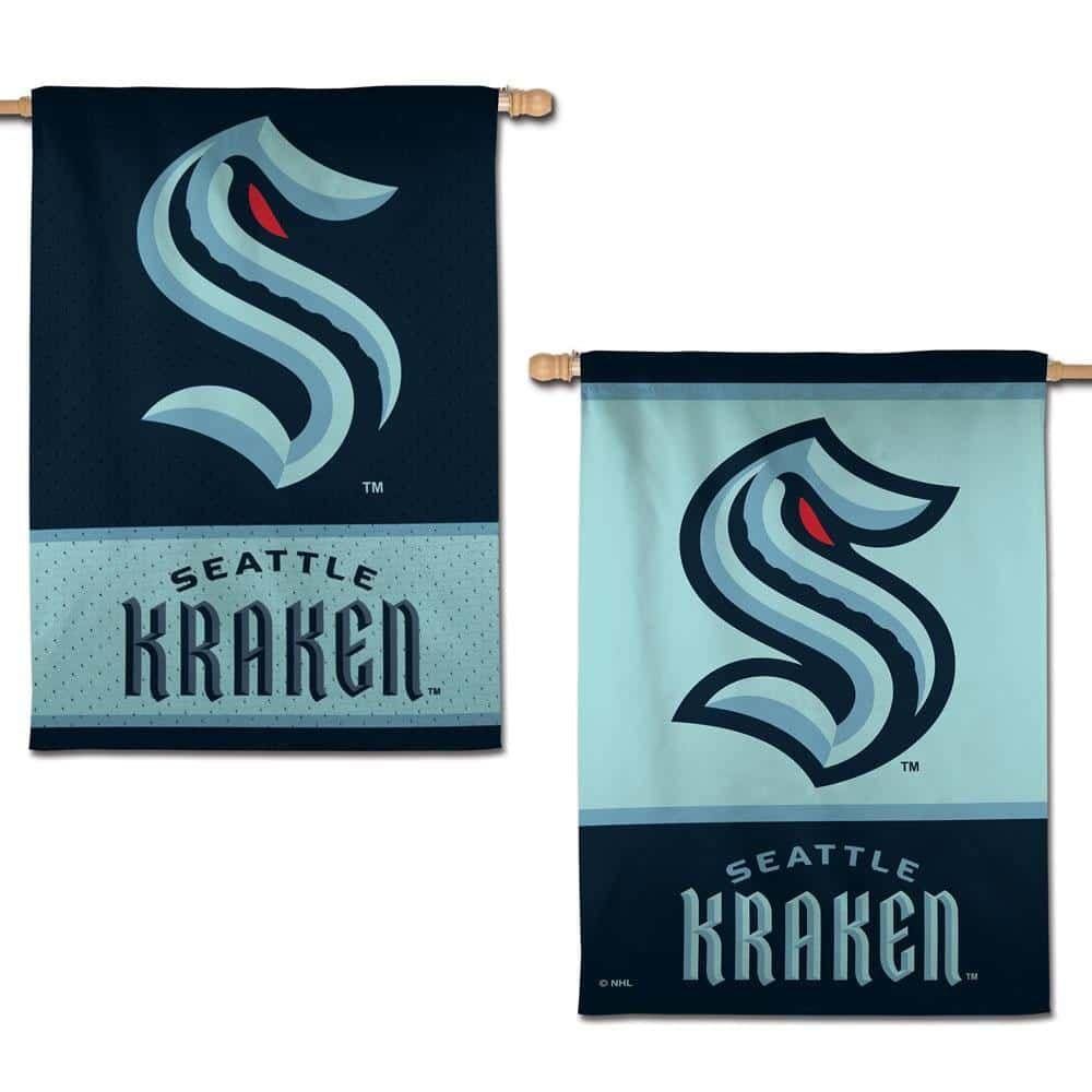 Seattle Kraken Flag 2 Sided Logo Vertical Banner heartlandflags