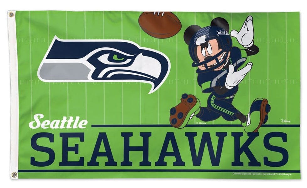 Seattle Seahawks Flag 3x5 Mickey Mouse Football heartlandflags