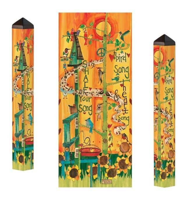 Share Your Song Art Pole 40 Inches Tall Painted Peace heartlandflags