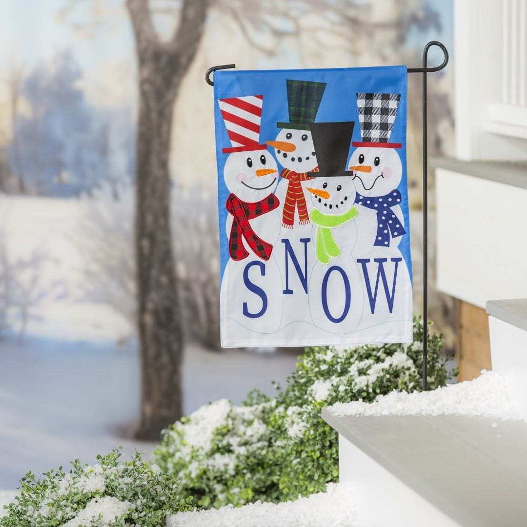 Snow Friends Winter Garden Flag 2 Sided Applique heartlandflags