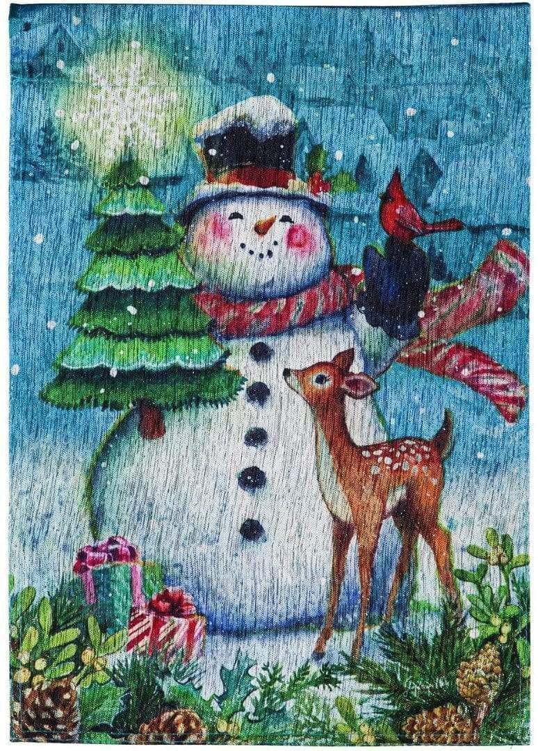 Snowman Village Christmas Garden Flag 2 Sided Glisten heartlandflags