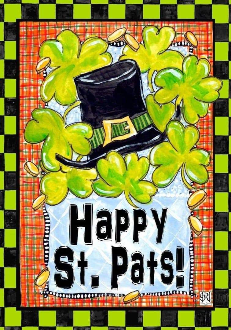 St Patricks Clover Flag 2 Sided House Banner heartlandflags