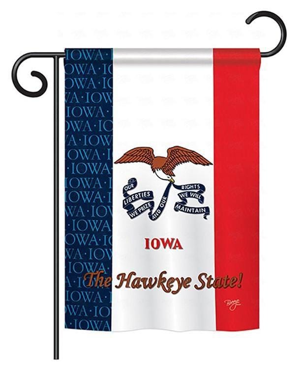 State of Iowa Garden Flag 2 Sided The Hawkeye State heartlandflags