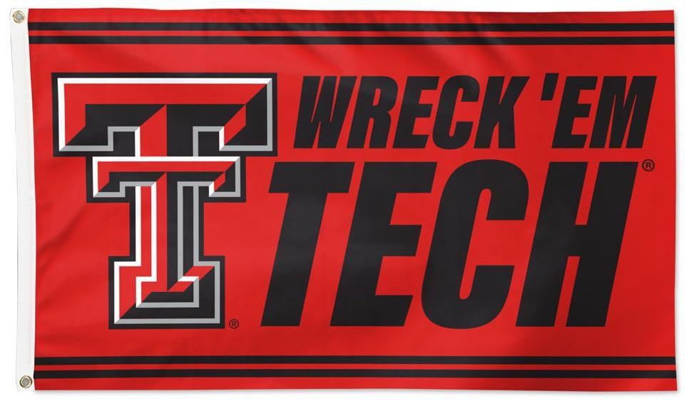 Texas Tech Flag 3x5 Wreck Em Tech Slogan heartlandflags