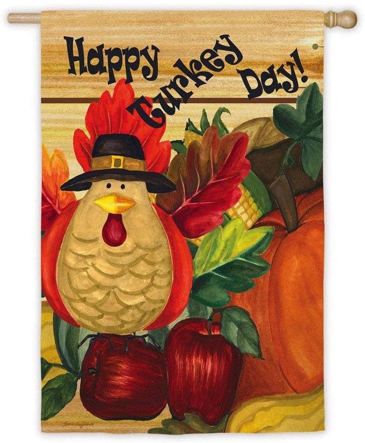 Thanksgiving Flag Happy Turkey Day 2 sided House Banner heartlandflags