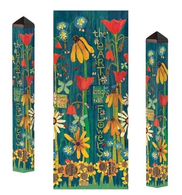 The Earth Laughs In Flowers Art Pole 40 Inches Tall Painted Peace heartlandflags