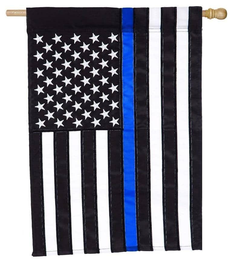 Thin Blue Line 2 Sided Applique American Banner Flag heartlandflags