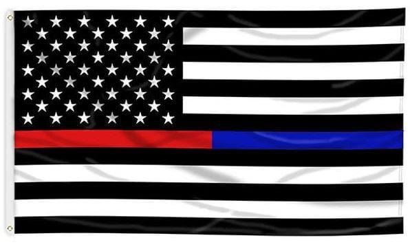 Thin Blue Line Red Line US Flag 3x5 Police Fire Support heartlandflags