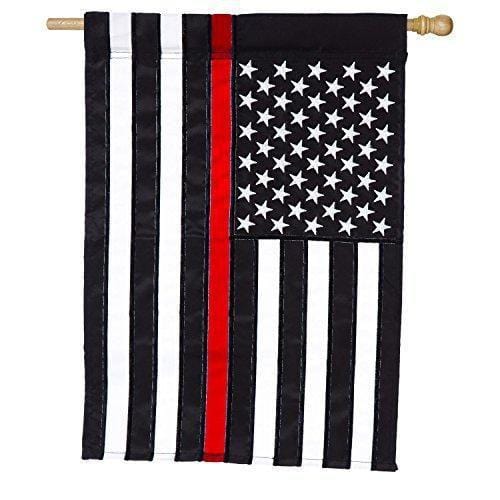 Thin Red Line Flag 2 Sided Vertical House Flag Applique heartlandflags