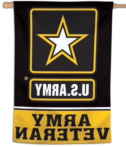 US Army Veteran Flag Vertical Black Yellow House Banner heartlandflags