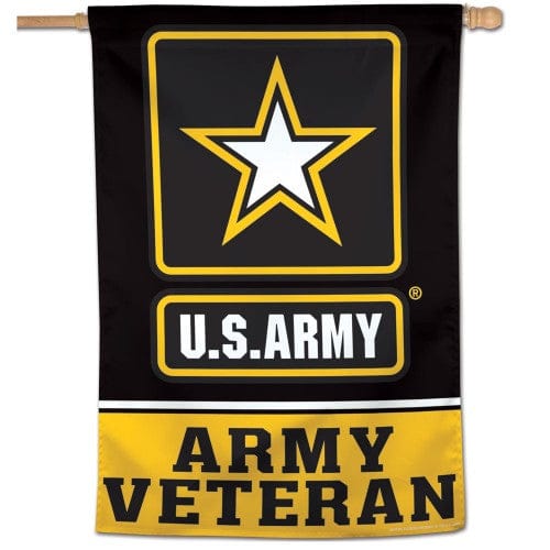 US Army Veteran Flag Vertical Black Yellow House Banner heartlandflags