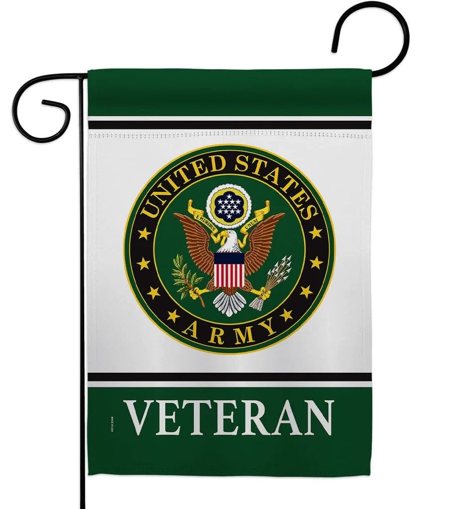 US Army Veteran Garden Flag 2 Sided Logo heartlandflags