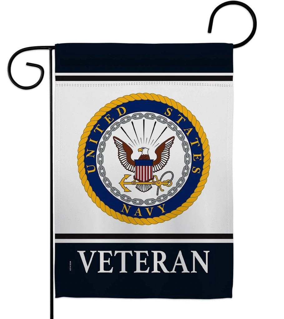 US Navy Veteran Garden Flag 2 Sided Military heartlandflags