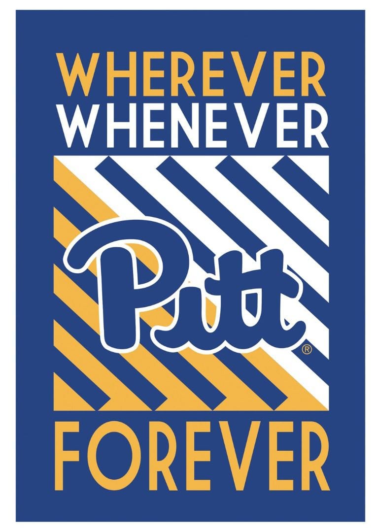 University of Pittsburgh Garden Flag 2 Sided Wherever Whenever Forever heartlandflags