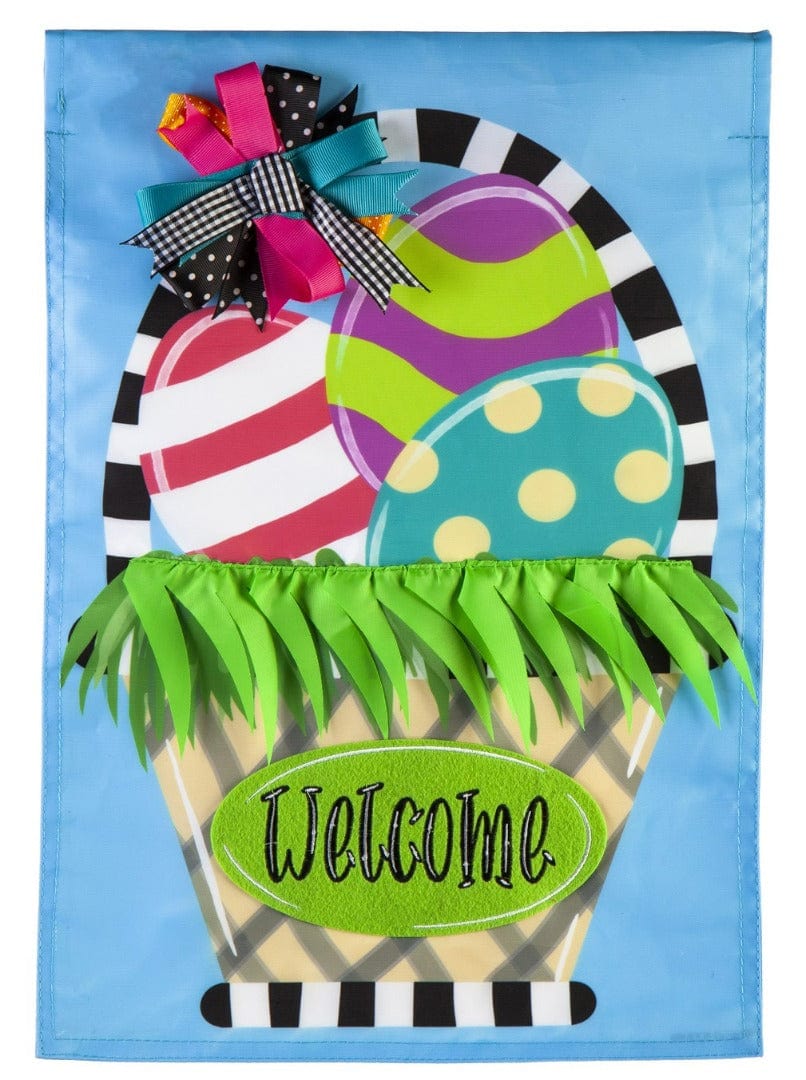 Welcome Easter Basket Garden Flag 2 Sided Applique heartlandflags