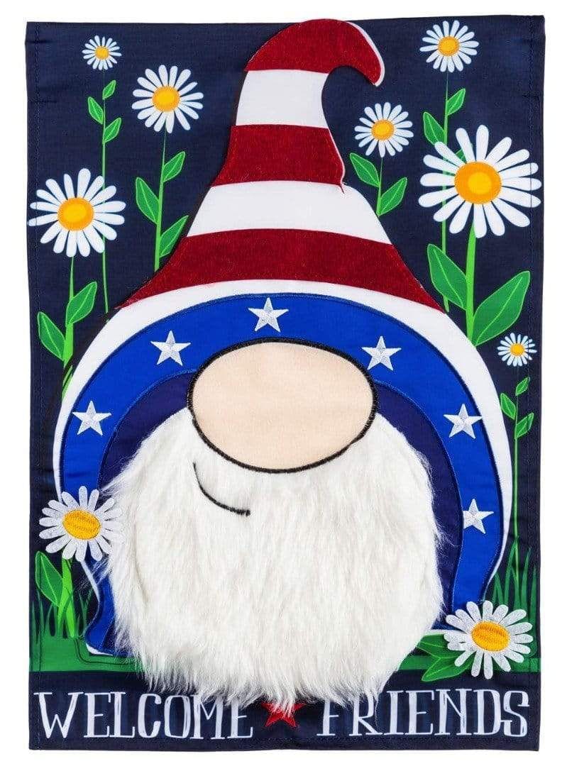 Welcome Friends Gnome Patriotic Garden Flag 2 Sided heartlandflags