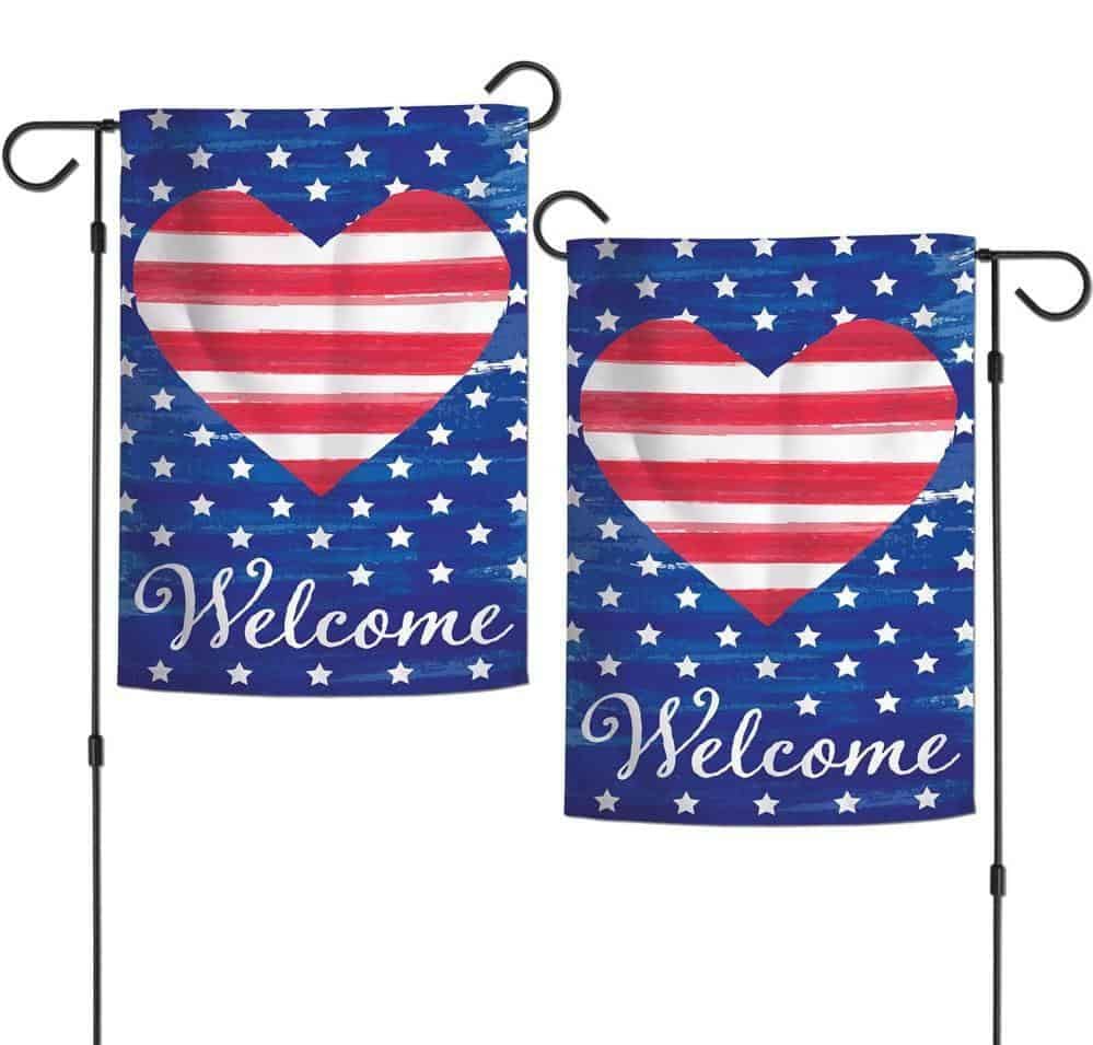 Welcome Patriotic Heart Garden Flag 2 Sided heartlandflags