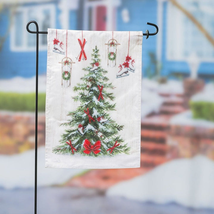 Winter Fun Ornament Tree Christmas Garden Flag 2 Sided heartlandflags