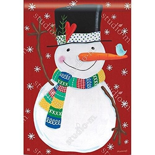 Winter Happiness Banner 2 Sided Snowman Vertical House Flag heartlandflags