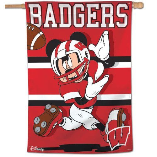 Wisconsin Badgers Banner Mickey Mouse Football Flag heartlandflags