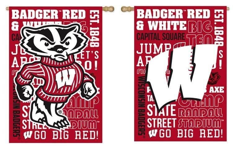 Wisconsin Badgers Flag 2 Sided Fan Rules Bucky Red heartlandflags